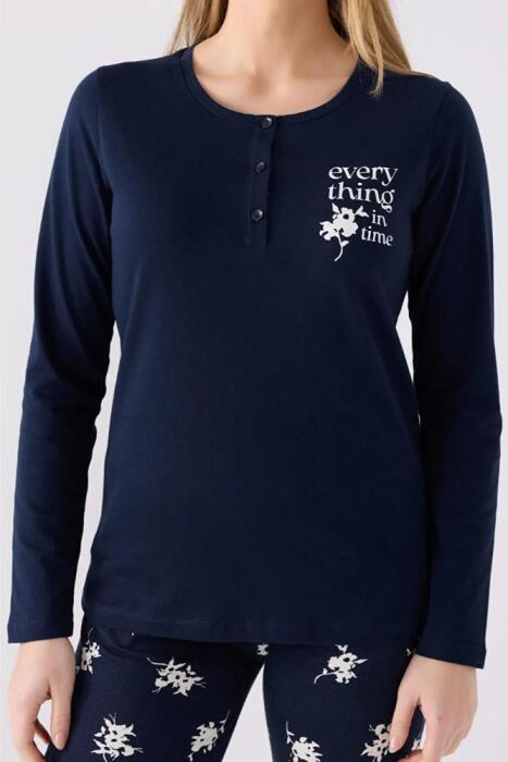 Arnetta 3056-X Kadın Uzun Kollu Pijama Takımı Lacivert - 2