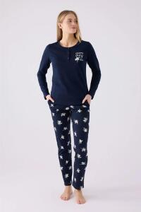 Arnetta 3056-X Kadın Uzun Kollu Pijama Takımı Lacivert - 5