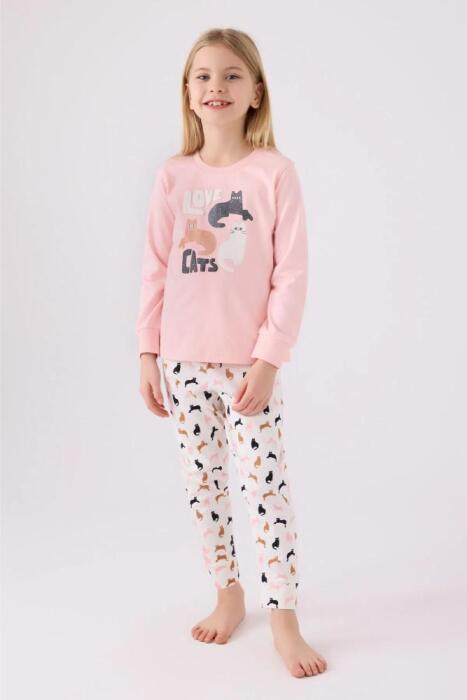 Arnetta 3057-2 Kız Çocuk Uzun Kollu Pijama Açık Pembe - 1