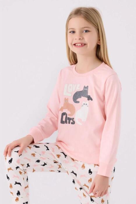 Arnetta 3057-2 Kız Çocuk Uzun Kollu Pijama Açık Pembe - 2