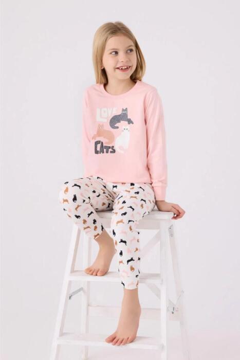 Arnetta 3057-2 Kız Çocuk Uzun Kollu Pijama Açık Pembe - 3