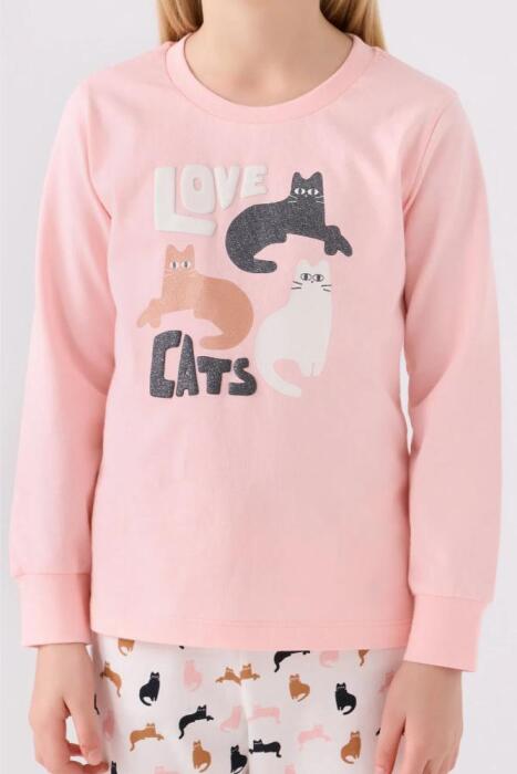 Arnetta 3057-2 Kız Çocuk Uzun Kollu Pijama Açık Pembe - 4