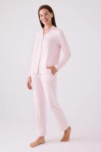 Arnetta 3065-S Kadın Gömlek Pijama Takımı Toz Pembe - Arnetta