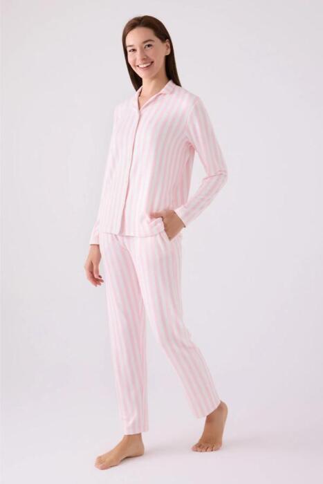 Arnetta 3065-S Kadın Gömlek Pijama Takımı Toz Pembe - 1