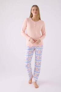 Arnetta 3098-S Kadın Uzun Kollu Pijama Takımı Somon - 3