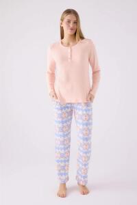 Arnetta 3098-X Kadın Uzun Kollu Pijama Takımı Somon - Arnetta