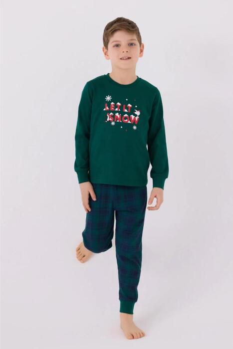 Arnetta 3131-G Genç Erkek Uzun Kollu Pijama Takımı 330 Koyu Yeşil - 3