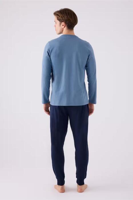 Arnetta 3142-S Erkek Uzun Kollu Pijama Takımı Mavi - 4