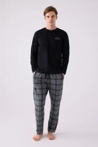 Arnetta 3152-S Erkek Uzun Kollu Pijama Takımı Siyah - Arnetta