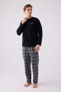 Arnetta 3152-S Erkek Uzun Kollu Pijama Takımı Siyah - 3