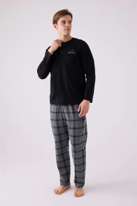 Arnetta 3152-S Erkek Uzun Kollu Pijama Takımı Siyah - 3