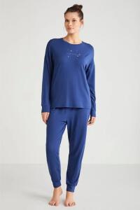 Catherine's 2628 Kadın Pijama Takımı Lacivert - Catherines