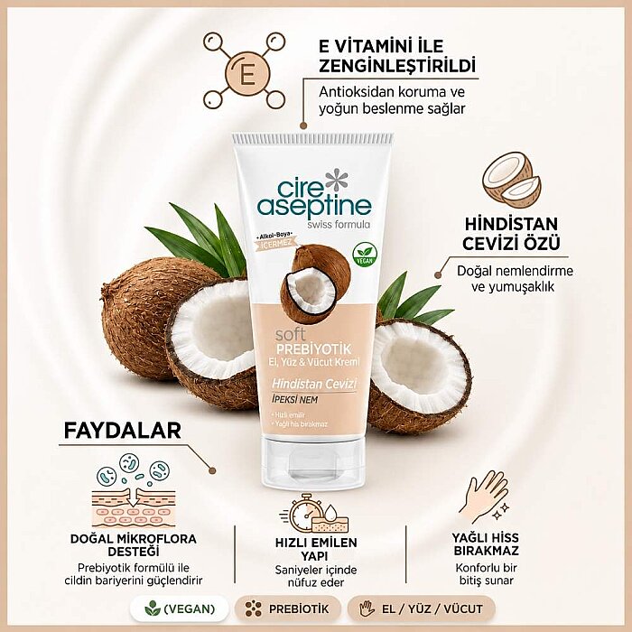 Cire Aseptine Soft Hindistan Cevizi Prebiyotikli Krem 75 Ml - 3