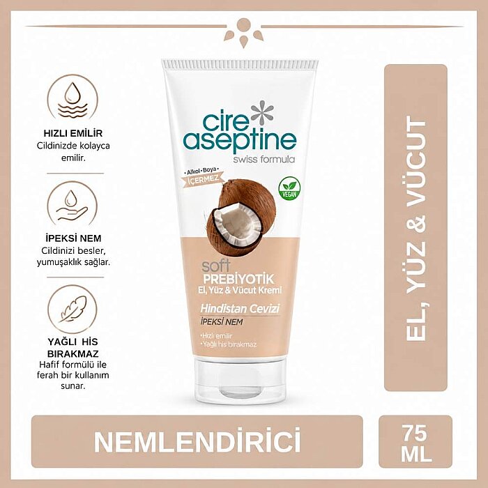 Cire Aseptine Soft Hindistan Cevizi Prebiyotikli Krem 75 Ml - 2
