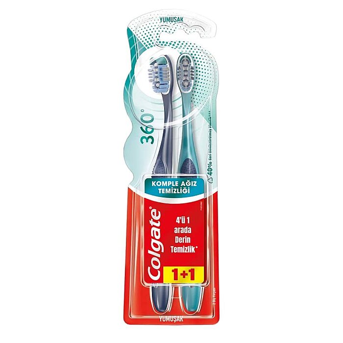 Colgate 360 Komple Ağız Temizliği Diş Fırçası Yumuşak 1+1 - 1
