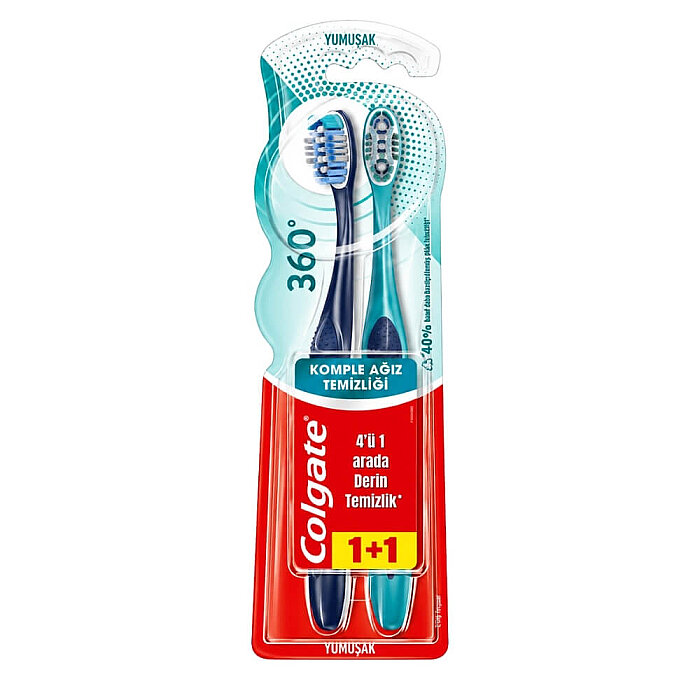 Colgate 360 Komple Ağız Temizliği Diş Fırçası Yumuşak 1+1 - 1
