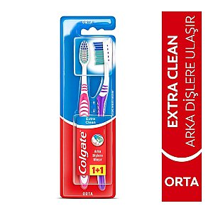 Colgate Extra Clean Dil Temizleyicili Diş Fırçası 1+1 Orta - 2