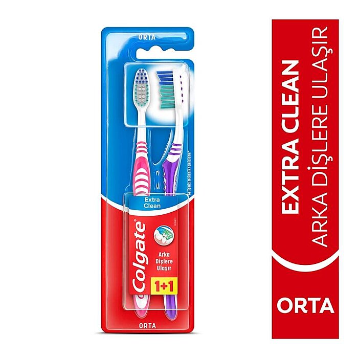 Colgate Extra Clean Dil Temizleyicili Diş Fırçası 1+1 Orta - 2