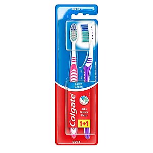Colgate Extra Clean Dil Temizleyicili Diş Fırçası 1+1 Orta - Colgate