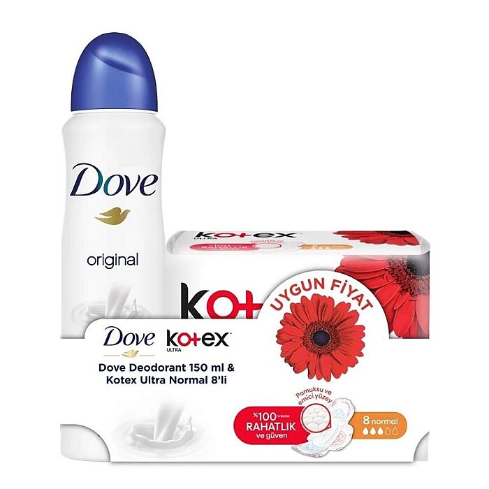 Dove Original Deo Spray + Kotex Normal 8'li Set - 1