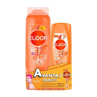 Elidor Onarıcı Bakım Şampuanı 500 Ml + Saç Kremi 200 Ml Set