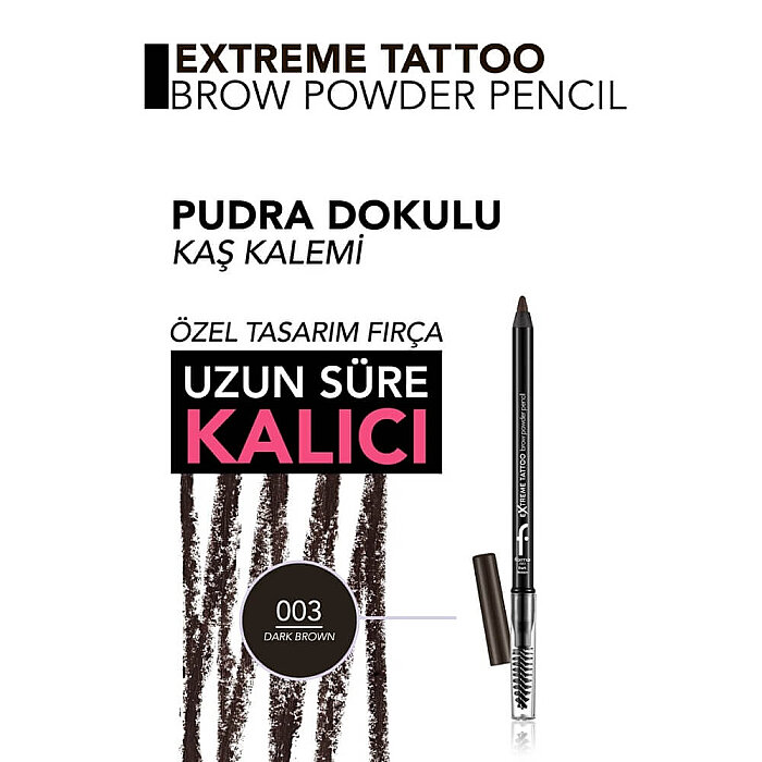 Flormar Extreme Tattoo Brow Powder Pencil 003 Dark Brown - 3