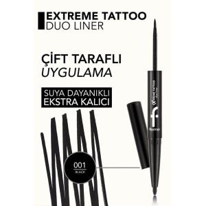 Flormar Extreme Tattoo Duo 2?si 1 Arada Keçe Uçlu Eyeliner & Jel Göz Kalemi Black - Thumbnail