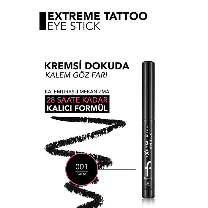 Flormar Extreme Tattoo Eye Stick 001 Onyx - 3