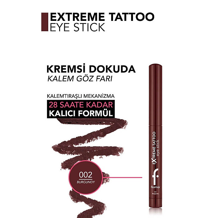 Flormar Extreme Tattoo Eye Stick 002 Burgundy - 3