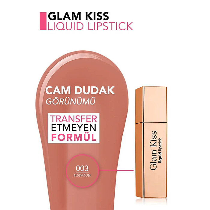 Flormar Glam Kiss Liquid Lipstick 003 Blush Dusk - 3