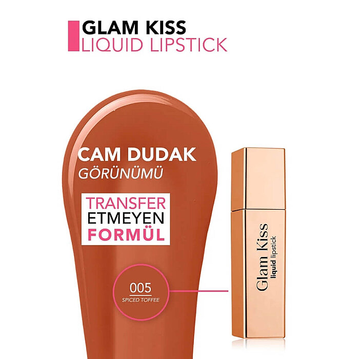 Flormar Glam Kiss Liquid Lipstick 005 Spiced Toffee - 3