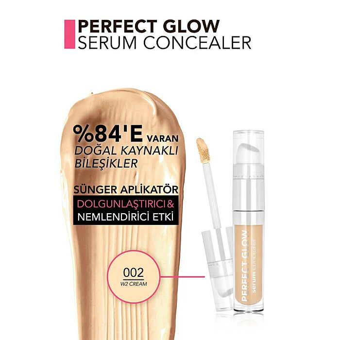 Flormar Perfect Glow Serum Concealer 002 W2 Cream - 3