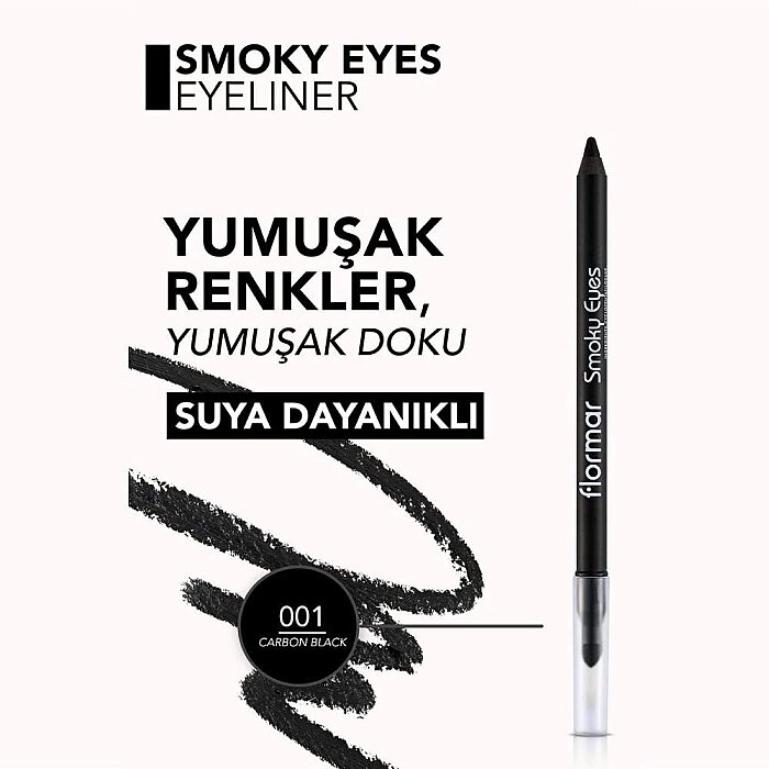 Flormar Smoky Eyes Waterproof Eyeliner 01 Carbon Black - 3