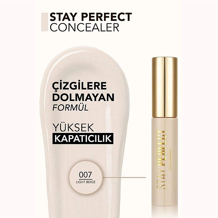 Flormar Stay Perfect Yüksek Pigmentli & Yarı Mat Bitişli Likit Kapatıcı 007 - 3