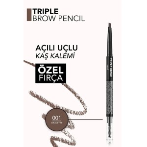 Flormar Triple Brow 3'ü 1 Arada Kremsi Dokulu Kaş Makyaj Kalemi 001 Brunette - Thumbnail