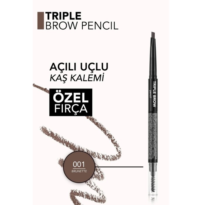 Flormar Triple Brow 3'ü 1 Arada Kremsi Dokulu Kaş Makyaj Kalemi 001 Brunette