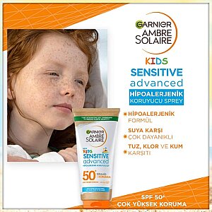 Garnier Ambre Solaire Sensitive Advanced Çocuk Hipoalerjenik Güneş Koruyucu Süt SPF50+ 175 Ml - 3