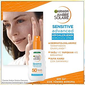 Garnier Ambre Solaire Sensitive Advanced Hipoalerjenik Güneş Koruyucu Sprey SPF50+ 150 Ml - 2
