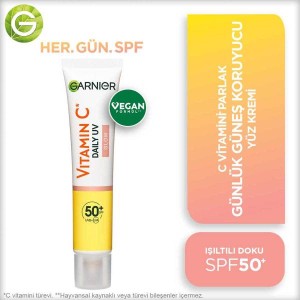 Garnier C Vitamini Parlak Günlük UV Korumalı Güneş Yüz Kremi Işıltılı Doku SPF50+ 40 Ml - Thumbnail