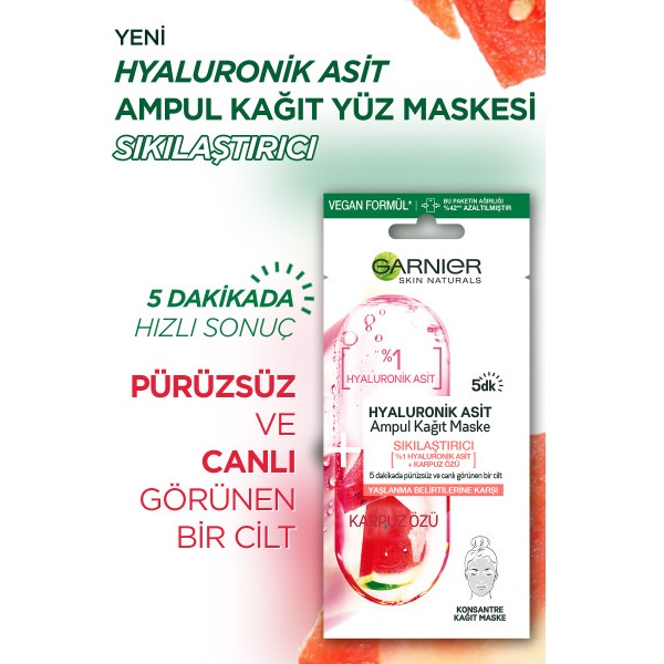 Garnier Hyaluronik Asit Sıkılaştırıcı Ampul Kağıt Yüz Maskesi 15 Gr