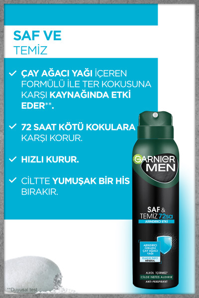 Garnier Men Saf ve Temiz Erkek Deodorant 150 Ml