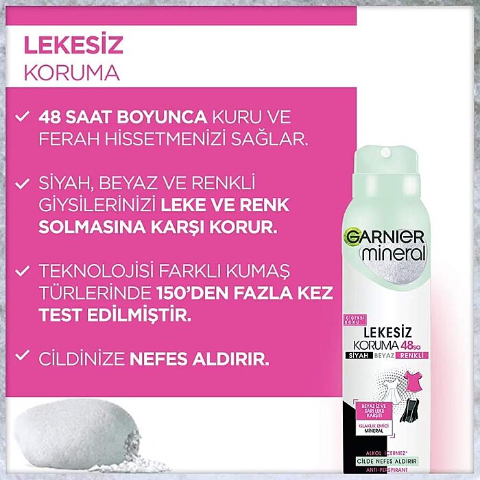 Garnier Mineral Lekesiz Koruma Ferah Koku Kadın Deodorant 150 Ml - 2