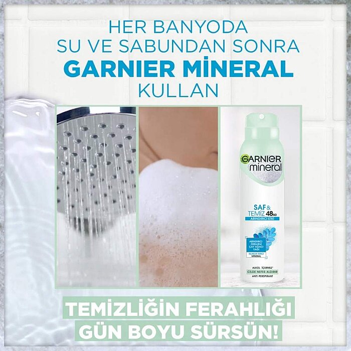 Garnier Mineral Saf&Temiz Kadın Deodorant 150 Ml - 3