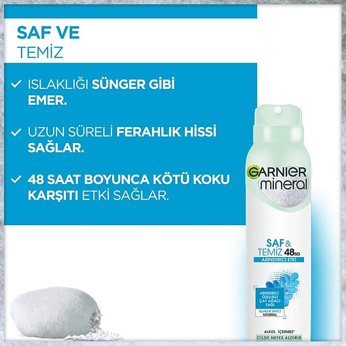 Garnier Mineral Saf&Temiz Kadın Deodorant 150 Ml - 2