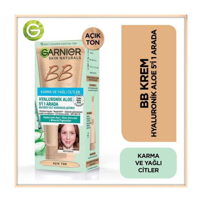 Garnier Skin Karma Yağlı Ciltler için Hyaluronik Aloe BB Krem Açık Ton 40 Ml