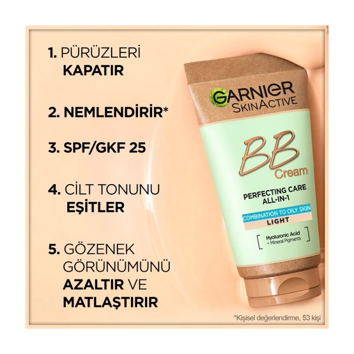 Garnier Skin Karma Yağlı Ciltler için Hyaluronik Aloe BB Krem Açık Ton 40 Ml