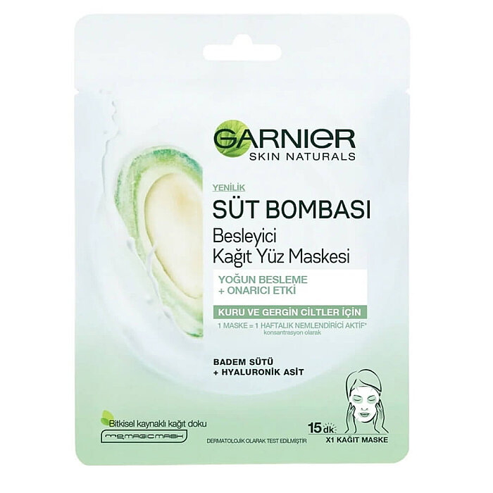 Garnier Süt Bombası Badem Sütü Besleyici Kağıt Yüz Maskesi 28 Gr - 1