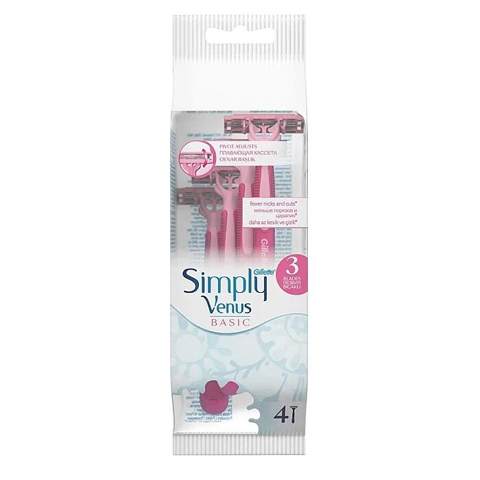 Gillette Simply Venus 3 Basic Kadın Kullan At Tıraş Bıçağı 4'lü - 1