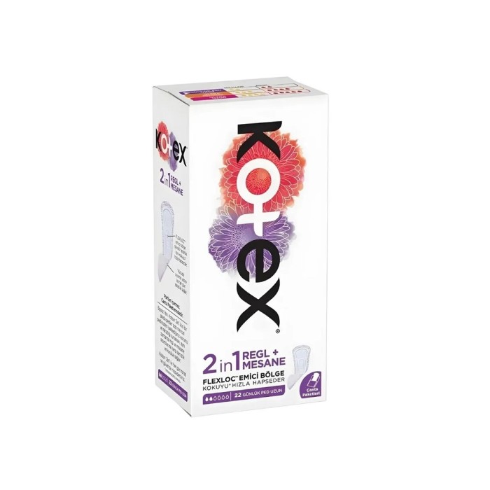 Kotex 2 in 1 Uzun Günlük Ped 22'li