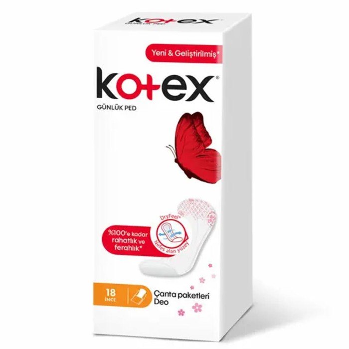 Kotex İnce Günlük Ped Deo Çanta Paketli 18'li